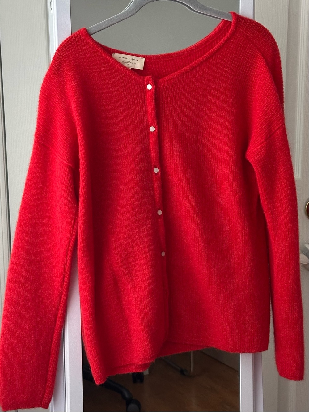 Sezane Red Knit Cardigan